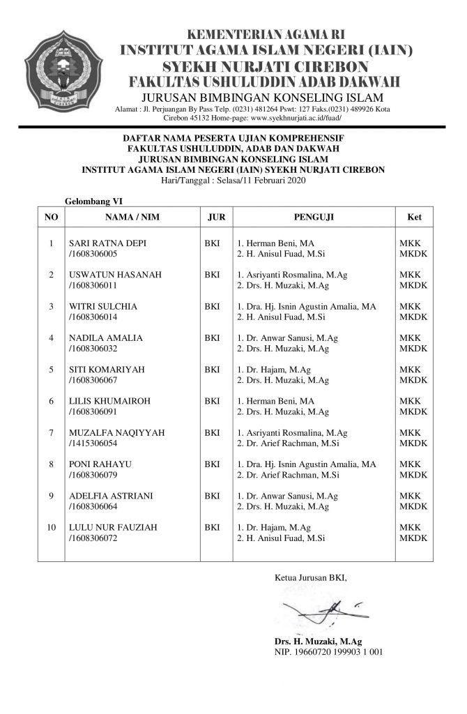 Jadwal Ujian Komprehensif Gelombang 6