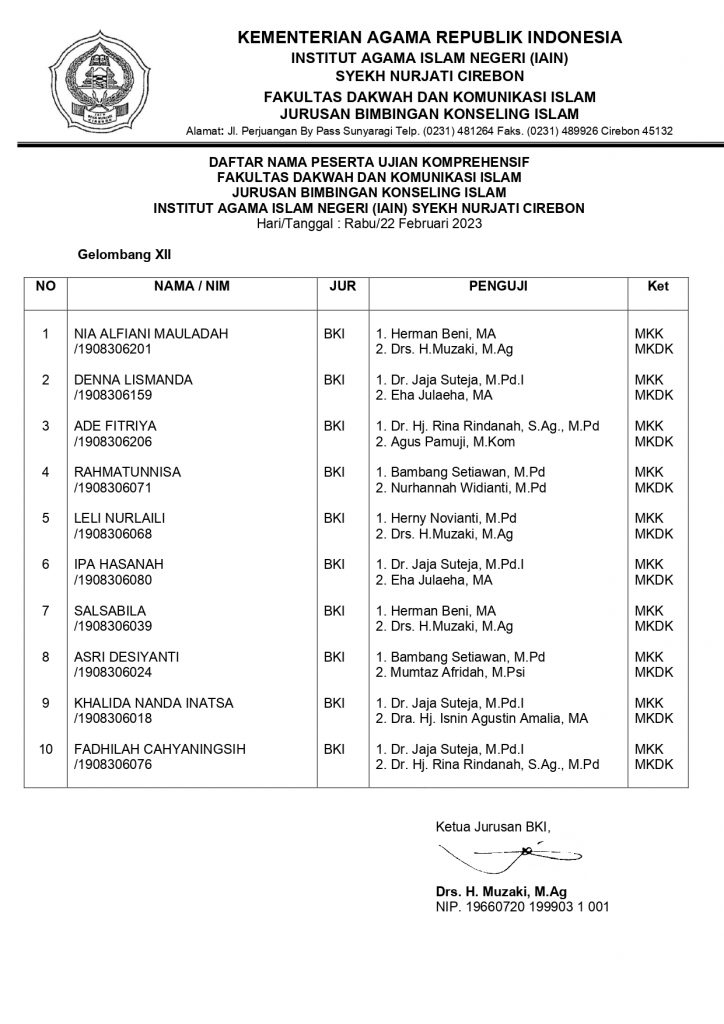 Jadwal Ujian Komprehesif Gelombang XII Tahun 2023