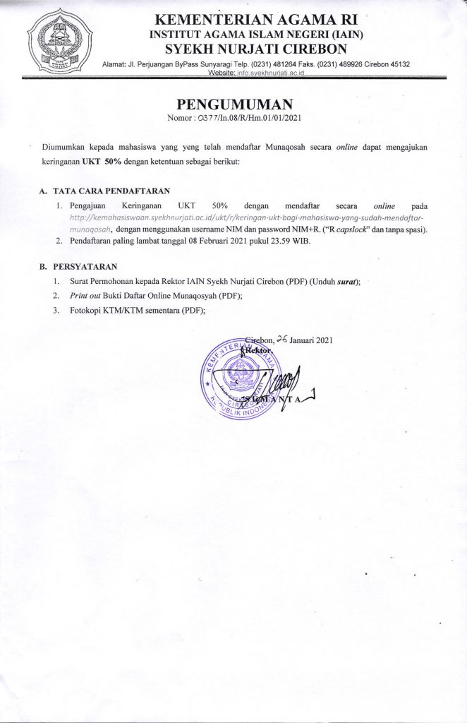 Pendaftaran Keringanan UKT Secara Online