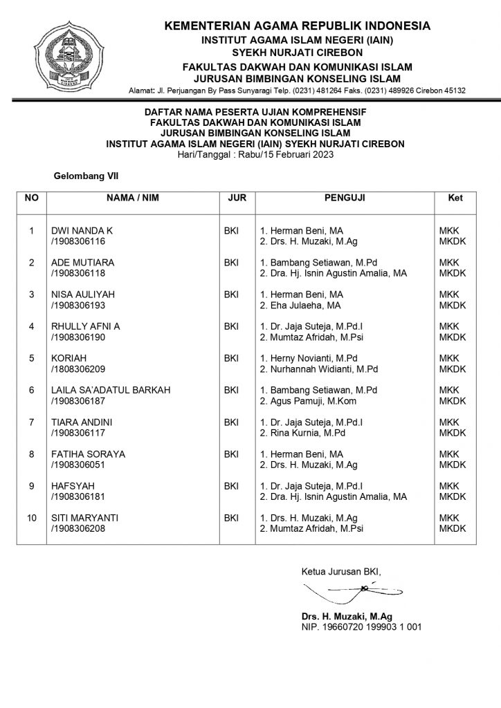 Jadwal Ujian Komprehesif Gelombang VII dan VIII Tahun 2023