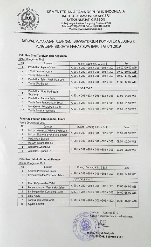 Pengisian Biodata Mahasiswa Baru Tahun 2019