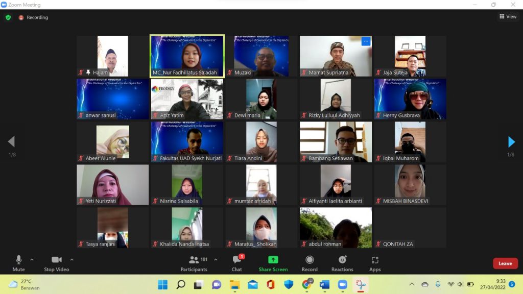 Pelaksanaan International Webinar Jurusan BKI Tahun 2022