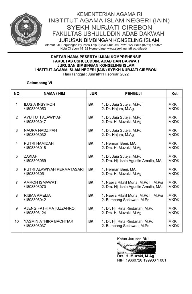 Jadwal Ujian Komprehensif Gelombang 6 Tahun 2022