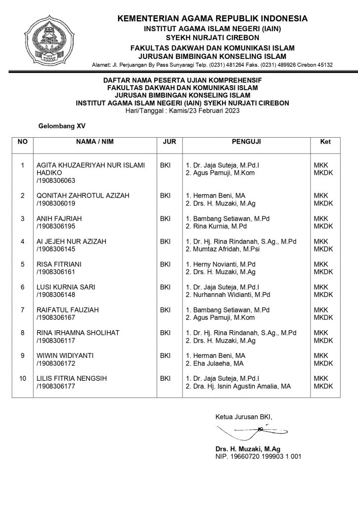 Jadwal Ujian Komprehesif Gelombang XV dan XVI Tahun 2023