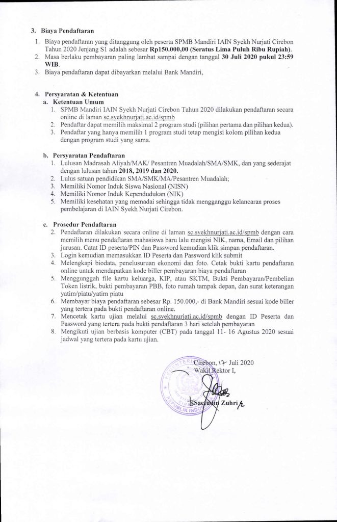 Perpanjangan Jadwal SPMB Tahun 2020