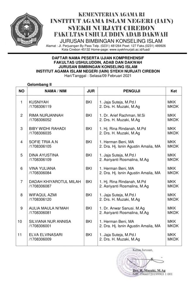Jadwal Ujian Komprehensif Gelombang 2