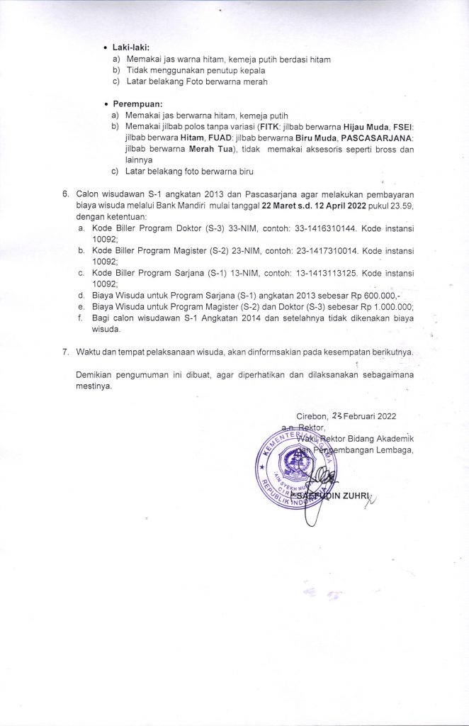 Pengumuman Wisuda Periode Mei 2022 (XXIV)