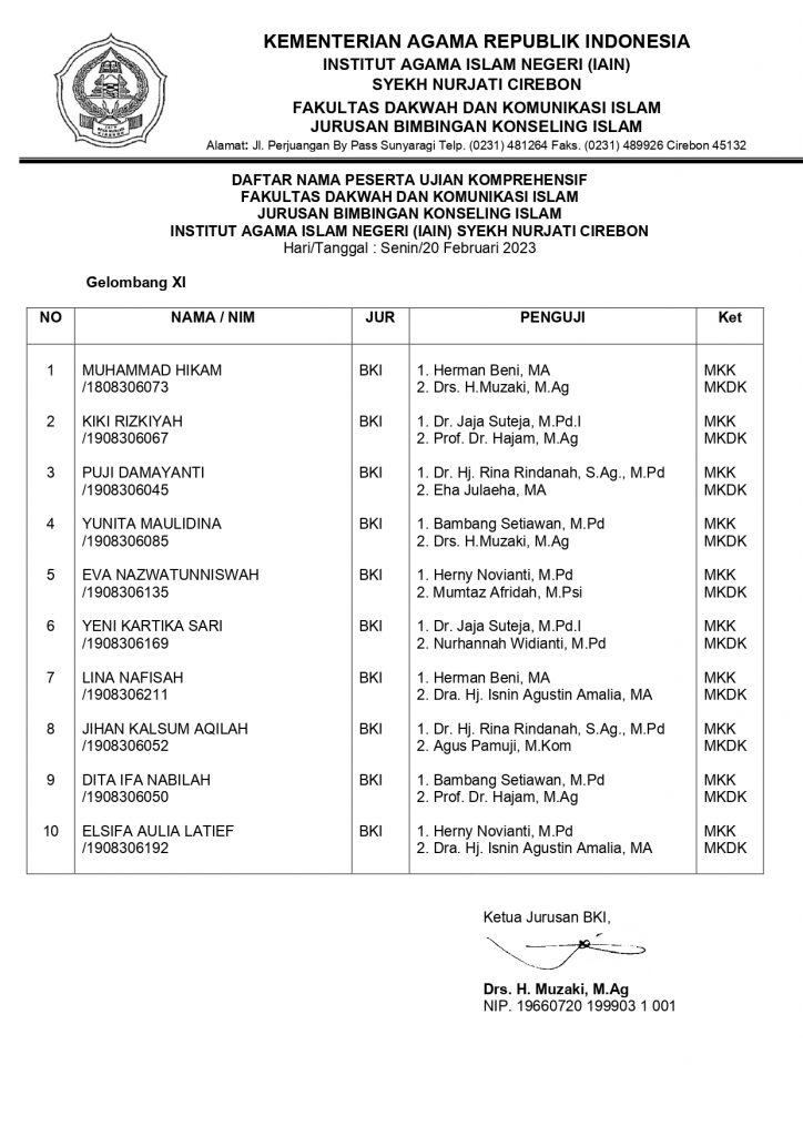 Jadwal Ujian Komprehesif Gelombang X dan XI Tahun 2023