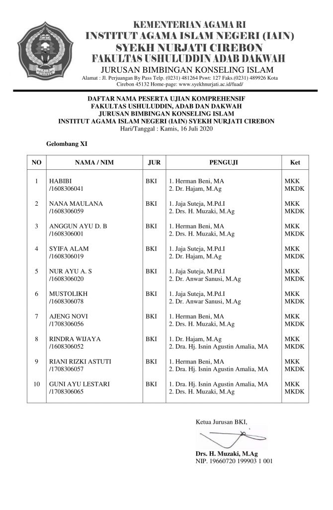 Jadwal Ujian Komprehensif Gelombang 11