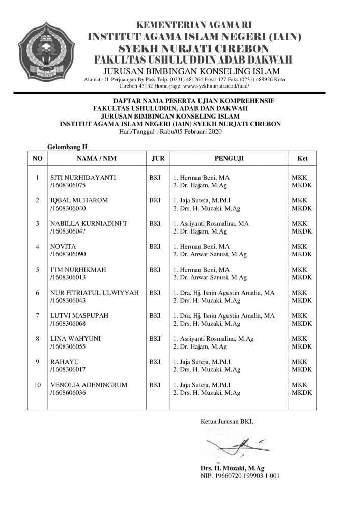 Jadwal Ujian Komprehensif Gelombang 2