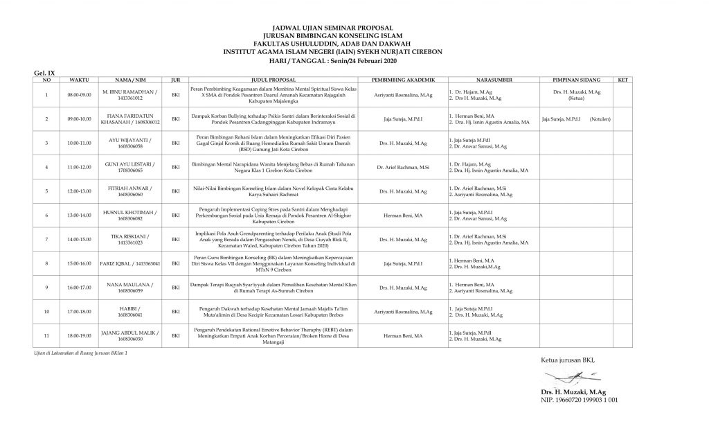Jadwal Ujian Seminar Proposal Gelombang 9