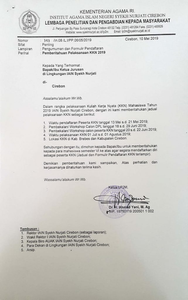 Jadwal Pelaksanaan KKN Tahun 2019