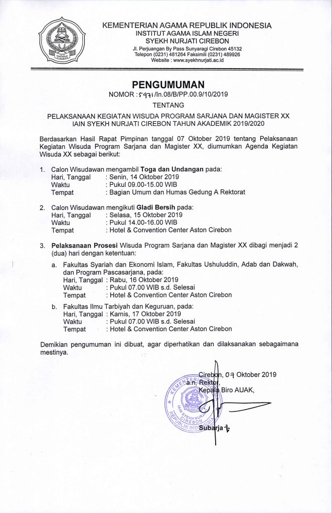 Revisi Pengumuman Wisuda