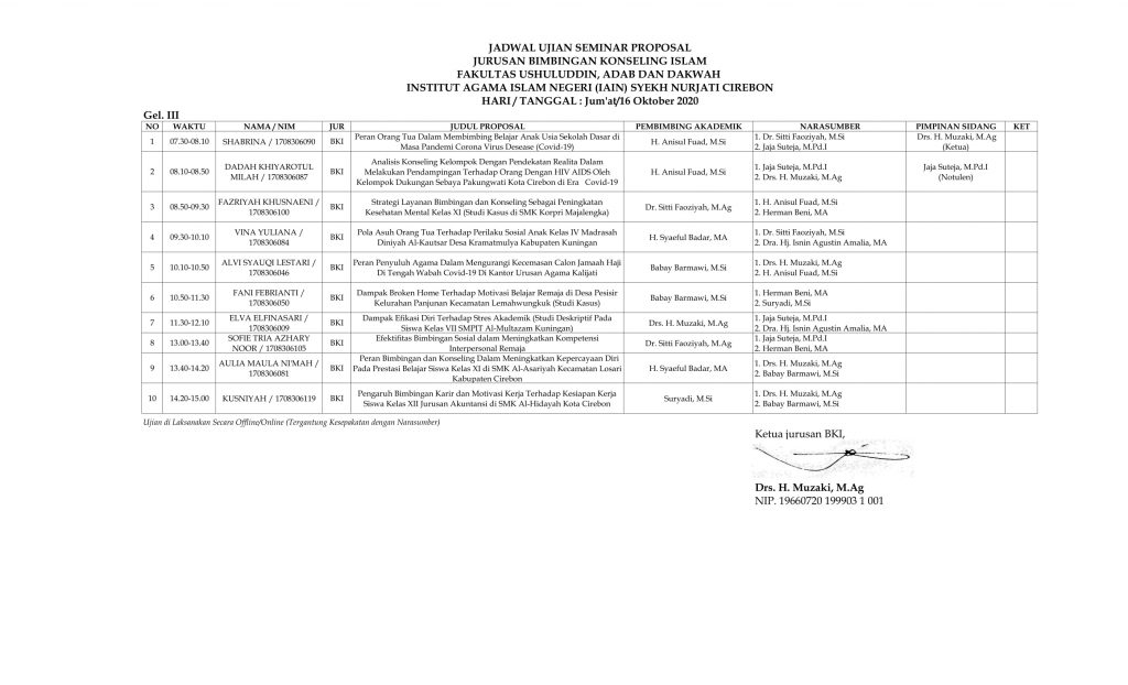 Jadwal Ujian Seminar Proposal Gelombang 3